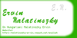 ervin malatinszky business card